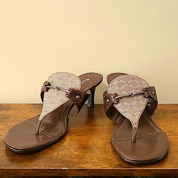 Etienne Aigner "Clayton" Brown Heeled Sandals size 8.5 - Picture 1 of 9